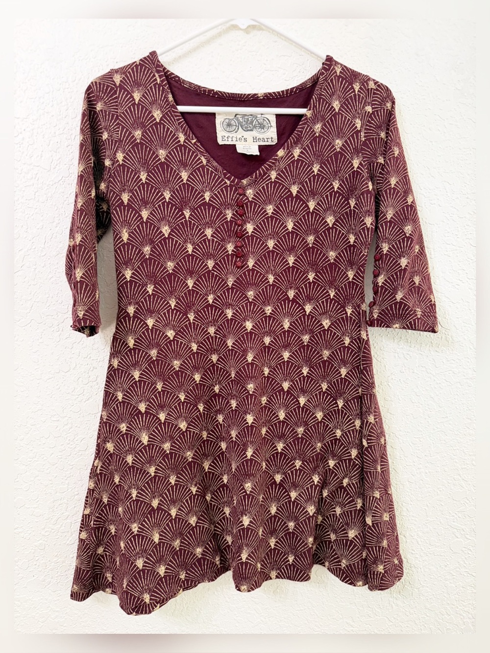 Effie’s Heart Art Deco Burgundy Dress - Small
